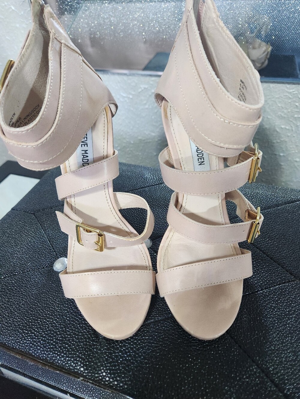 Steve Madden Nude Blush Multi-Strap Buckle Heels